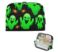 Big Pencil Case Zipper Pencils Pouch Halloween Scary Green Ghosts Pencils Storage Bags Classroom Pen Bag Boys Print Back to School Adults Office Supply