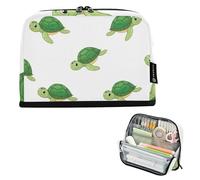Big Pencil Pouch Zipper Pencils Case Cute Cartoon Green Turtles White Pencil Storage Bag Cute Pen Marker Bag for Girls Cartoon Kids Back to School Supplies Organizer