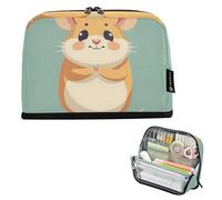 Big Pencil Pouch Zipper Pencils Case Cute Chubby Hamster Storage Pencil Bags Cute Pen Pouch for Girls Floral College Preppy School Office Supplies