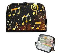 Big Pencil Pouch Zipper Pencils Case Golden Musical Notes Black Storage Pencil Bag Cute Pen Marker Bag for Girls Floral Pink College Preppy School Office Supplies