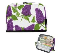Big Pencil Pouch Zipper Pencils Case Lilac Flowers Purple Petals White Pencil Bag Storage Teen Girls Pen Pouch Boy Students Organizer Back to School Supplies