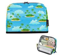 Big Pencil Pouch Zipper Pencils Case Pencils Storage Bags Boys Pen Bags Teen Girls Animal Art Kids Stationery Back to School Supply Island Drift Blue