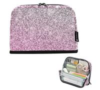 Big Pencil Pouch Zipper Pencils Case Silver Pink Glitter Pencil Storage Bags Cute Pen Marker Bag for Girls Animal Art Preppy College High School Supplies