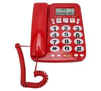 Big Phone for Seniors, Corded Phone with Caller ID, Adjustable Ringtone, and Speed Dial Memory, Wall Mountable Wired Landline Telephone for Hearing and Visually Impaired(Red)(Red)