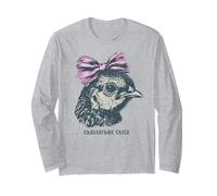 Big Pink Bow Chicken Free Range Fluent in Chicken Lover Gift Long Sleeve T-Shirt