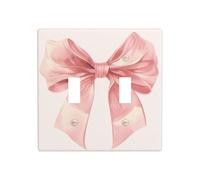 Big Pink Bow Romantic Vibe Double Gang Toggle Light Cover Wall Plate Switch Decor Standard Size - 11.4x11.4cm