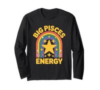 Big Pisces Energy Retro Zodiac Star Sign Vibes Long Sleeve T-Shirt