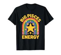 Big Pisces Energy Retro Zodiac Star Sign Vibes T-Shirt