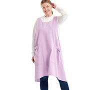 Big Plus Size Aprons for Women with Pockets Cotton Linen Baking Kitchen Cooking, Lavender, Large
