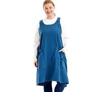 Big Plus Size Aprons for Women with Pockets Cotton Linen Baking Kitchen Cooking, Midnight Blue, Large