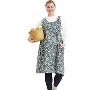 Big Plus Size Aprons for Women with Pockets Cotton Linen Baking Kitchen Cooking, Pastoral Style, Large