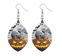 Big Pumpkin Drop Earrings Geometric Lightweight Earrings Vintage Dangle Earring Fashion Statement Wooden Earring, Apricot shaped, Wood Copper plated white k, No Gemstone