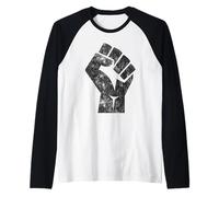 Big Raised Fist Salute of Unity Solidarity Resistance Raglan Baseball Tee