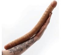 Big Realistic 18 Inch Double Ended Dildo Brown Double Dong with Beautiful Acorn for Real Feel, 100 Percent Phthalate-Free Soft PVC, Lifelike Double Ended Dong