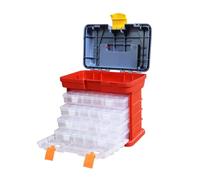 BIG RED AG2154CR Tackle Box Organizer: Portable Storage Tool Box with 4 Drawers and 19 Compartments Each for Hardware, Fish Tackle, Beads and more, Red