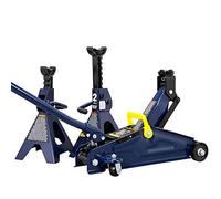 BIG RED AT82001UR Torin Hydraulic Trolley Service/Floor Jack Combo with 2 Jack Stands, 2 Ton (4,000 lb), Blue