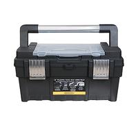 BIG RED ATRJH-9019R Torin Plastic Tool Box Organizer & Durable Tool Storage Box: Portable Removable Tray and Alum Alloy Handle Tool Box with 2 Metal Snap Lock for Enhanced Security, 18-Inch, Black