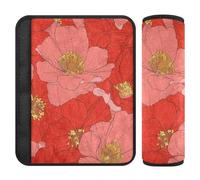 Big Red Bloom Flowers 2 Pack seat Belt Covers Shoulder Pads More Comfort Driving for Bag funda para cinturón de carro