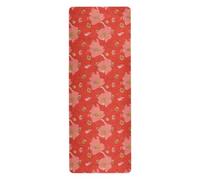 Big Red Bloom Flowers travel yoga mat for gym printed, non slip, towel for yoga mat with carrying bag tapete para ejercicio 71x26 inches