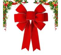 Big Red Christmas Bows Decorations - 12”x14” Large Christmas Tree Topper Bow, RedVelvet Bow With Glitter Gold Edge For Wreaths Tree Outdoor, Christ Mas Home Front Door Decor