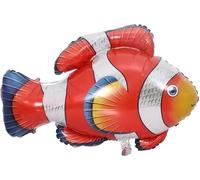 Big Red Clown Fish Foil Balloon - Tropical Fish Helium Balloon for Under the Sea Party Decorations, Kids Birthday & Ocean Theme Décor, 75cm