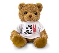 Big Red Egg EAT SLEEP SWIM REPEAT - Teddy Bear - Cute Soft Cuddly Adorable - Swimming Gift Present