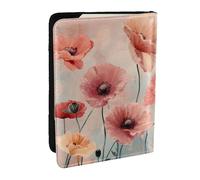 Big Red Flower in Oil Painting Printed Passport Holder,Travel Pu Leather Passport Cover Case Organiser for Men Women,6.5 Inch
