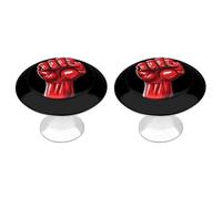 Big Red Raised Fist Salute of Unity Solidarity Resistance Cabinet Knobs Stainless Steel Round Drawer Pulls for Wardrob Doorknob