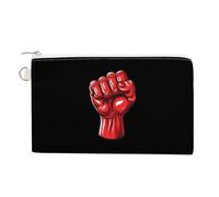 Big Red Raised Fist Salute of Unity Solidarity Resistance Coin Purse Cute Change Pouch Wallet Clutch Bag with Zip