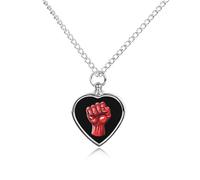 Big Red Raised Fist Salute of Unity Solidarity Resistance Urn Necklace for Ashes Heart Jewelry Pendant Pet Cremation Memorial Necklace