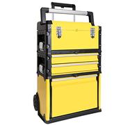 BIG RED Stackable Rolling Tool Box Portable Metal Toolbox Organizer with Wheels and 2 Drawers Separate Rolling Upright Trolley Tool Chest for Garage or Workshop,Yellow,ATRJF-C305ABDY