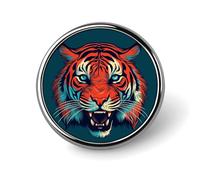 Big Red Tiger Badges Decorative, Durable Aluminum Alloy Round Badge, Lightweight Button Brooch for Shirts, Jackets, Hats, Uniforms 1"