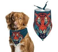 Big Red Tiger Dog Bandana Washable & Adjustable Triangle Scarf, Breathable Pet Scarf for Small Medium Large Pets, Cute Fashion Pet Accessory