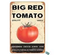 Big Red Tomato Quality Seeds for Garden Metal Vintage Tin Sign Wall Decoration 12x8 inches for House Room Cafe Bars Restaurants Pubs Man Cave Decorative