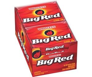 BIG RED WRIGLEY'S Cinnamon Chewing Gum, Bulk Pack, 15 Stick, 10 Pack