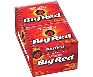 BIG RED WRIGLEY'S Cinnamon Chewing Gum, Bulk Pack, 15 Stick, 10 Pack | Bold cinnamon chewing gum with a warm spicy kick that refreshes breath before meetings, commutes, after meals, lunch box