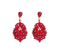 Big Rhinestone Dangle Drop Earrings for Women Girls Shiny Long Crystal Cluster Chandelier Teardrop Statement Earring Elegant Dress Accessories Retro Art Deco Wedding Cocktail Christmas Party