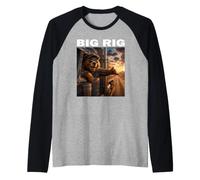 Big Rig Bear Trucker Truck Driver Funny Dad Shirt Raglan Baseball Tee