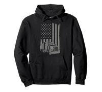 Big Rig Trailer American Flag Vintage Semi Truck Driver Pullover Hoodie