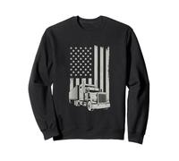 Big Rig Trailer American Flag Vintage Semi Truck Driver Sweatshirt
