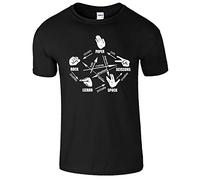 Big Rock Paper Scissors Lizard Spock Mens Tshirt Sheldon Cooper Covers Cuts Tee, Black