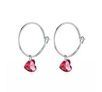 Big Round Circle Earrings with Red Heart Stone Women Dangle Earings Jewelry