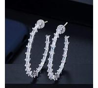 Big Round Loop Shape Cubic Zircon Paved Yellow Hoop Earrings for Women Jewelry