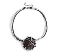 Big Round Multi Strand Rope Necklace Simple Black Stone Metal Pendant Choker Collar Necklaces Statement Jewelry