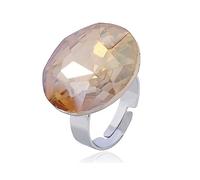 Big Round Rhinestone Wedding Ring for Women Silver Plated Vintage Geometric Circle Champagne Crystal Art Deco Statement Adjustable Finger Rings Comfort Fit Dress Accessories Prom Party Jewelry