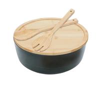 Big Salad Bowl - Large Serving Bowl Salad Container | Wooden Serving Set With Spoon Fork | Waiters Home Food Serving Cereal Snack Cooking Mix Prepare Pastry
