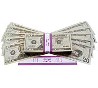 Big Screen Stacks - PROP MONEY DOLLARS - $2,000 FULL PRINT 20 DOLLAR BILLS, in Authentic Bank Strap. For Movies, Films, Money Guns Cash Cannon Play Fake Money, Party's, Casino Games