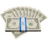 Big Screen Stacks - PROP MONEY DOLLARS | UK COMPANY | 100 FULL PRINT ONE DOLLAR BILLS | $100 Stack | Extra bank strap | For Movies, Advertising, Play, Party, Supreme, Gun, Fancy Dress, Casino Games