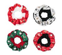 Big Scrunchies - Santa Elk Christmas Tree Ponytail Holder | Cute Scrunchy Pack Holiday Hair Accessories, 4X Elastic Hair Bands For Various Hair Types
