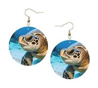 Big Sea Turtle Leather Round Earrings Daily Accessories Working At Work Women'S Fashion